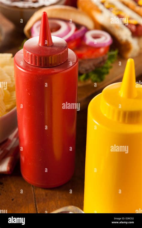 Organic Red Tomato Ketchup In A Bottle Stock Photo Alamy