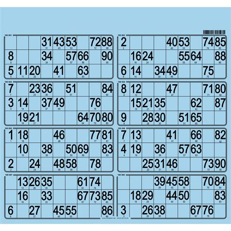 63 Hard Bingo Cards I 1 90 Ball Bingo Game I 8 Grids Per Board
