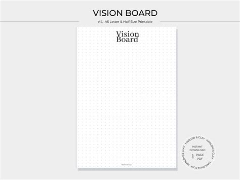 Vision Board Printable Insert Instant Digital Download A4 Etsy