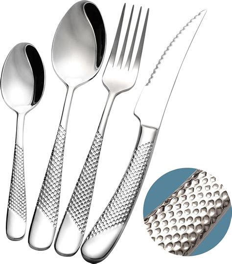 Amazon Xideman Piece Modern Hammered Cutlery Set With Ultra