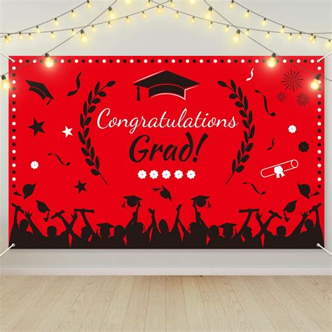 Graduation Backdrop 2023, Red Graduation Banner for Class of 2023, Graduation Photo Backdrop for ...