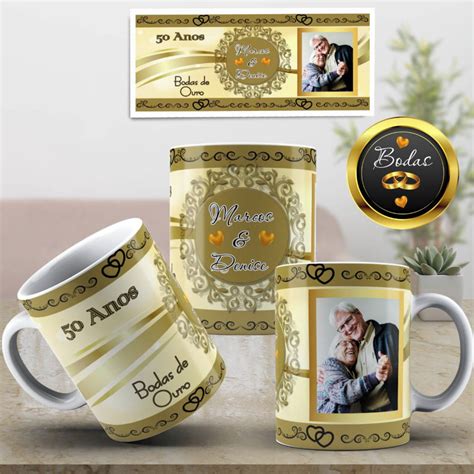 Caneca Bodas De Ouro Anos De Casados Nomes E Foto Elo