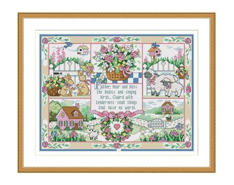 Garden Sampler Cross Stitch Pattern Summer Digital Instant Etsy