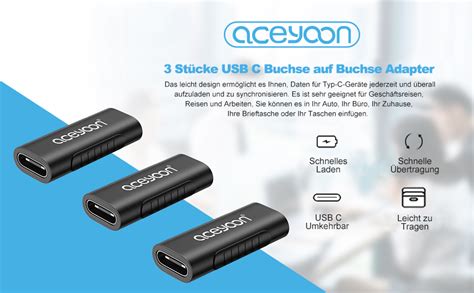 Aceyoon Usb C Weiblich Auf Usb C Weiblich Adapter St Ck Typ C