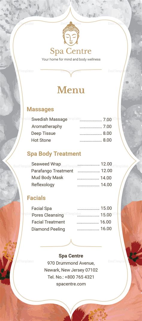 Spa Menu Template Best Free Wordpress Themes Spa Menu Meeting Agenda