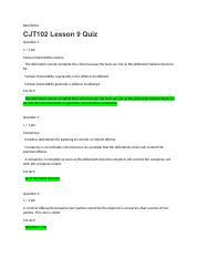 CJT102 Lesson 9 Quiz Docx Beniihiime CJT102 Lesson 9 Quiz Question 1