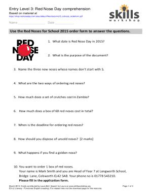 Fillable Online Red Nose Day Interactive Worksheet Liveworksheets