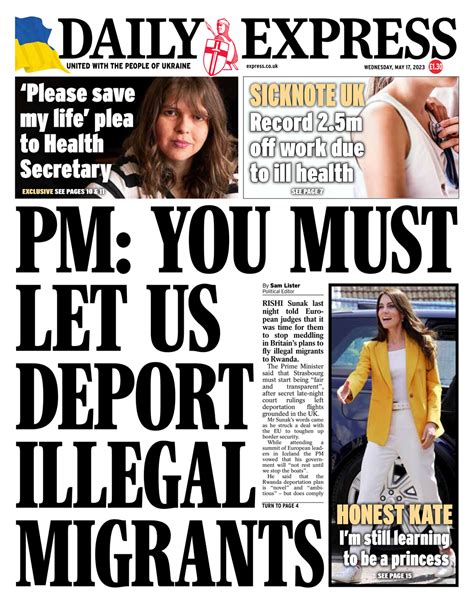 Daily Express Front Page 17th Of May 2023 Tomorrows Papers Today