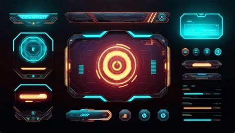 Futuristic UI Design Neon Elements Holographic Displays For SciFi