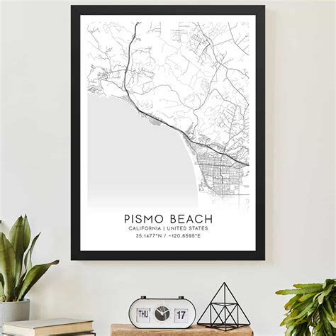 Pismo Beach California Map Poster Modern Home Decor Wall Art Print