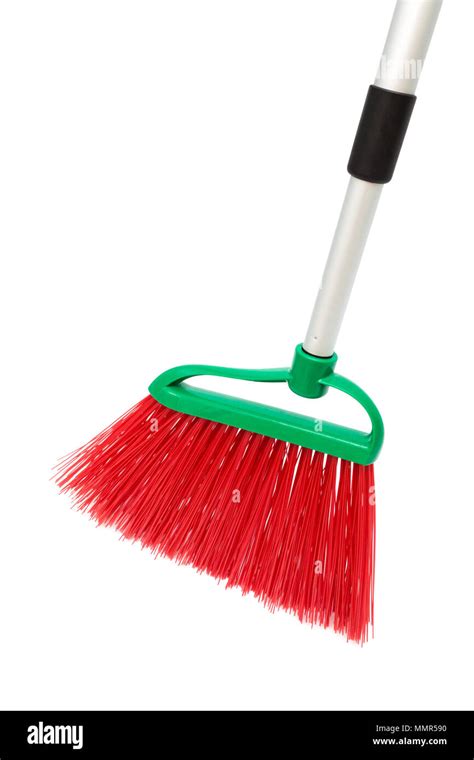 Red And Modern Broom On White Background Stock Photo Alamy