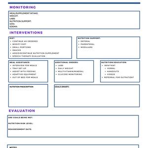 Clinical Nutrition Assessment Form Assessment Questionnaire Etsy