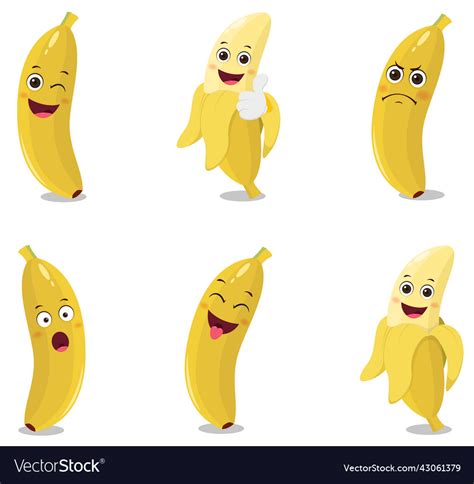 Cute Banana Cartoon Design Royalty Free Vector Image