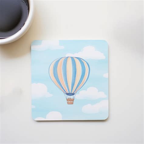 Premium Photo SkyBlue Hot Air Balloon Coaster Playful Illustrative Style