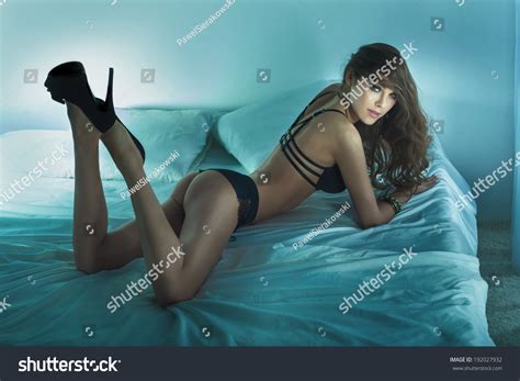Sexy Beautiful Brunette Woman Lying Big Stock Photo 192027932 Shutterstock