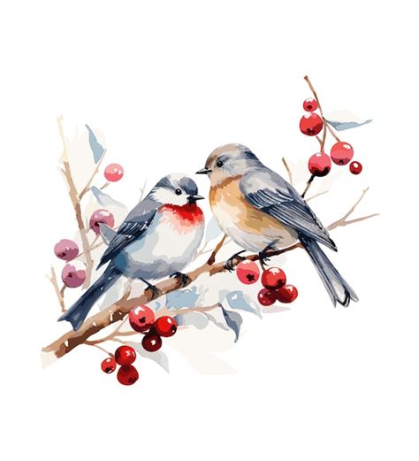 Premium Vector Winter Bird Watercolor Illustration
