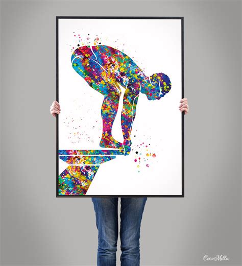 Swimmer Boy Watercolor Print Male Swimmer Art Gift Art Etsy