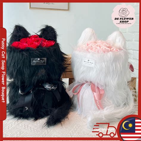 Soap Rose Flower Bouquet Stalks Pussy Cat Birthday Anniversary Special Surprise Gift For