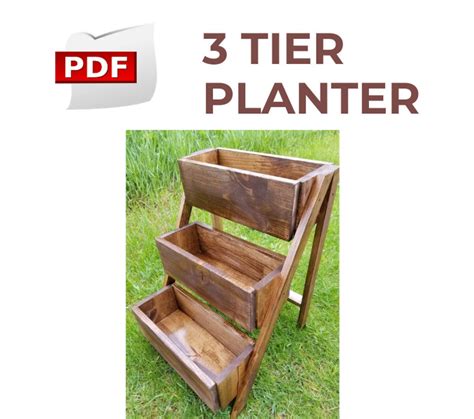 Three Tier Planter Pdf Plans Herb Stand Plan Raised Etsy