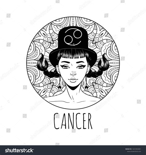 Cancer Zodiac Sign Artwork Adult Coloring Vector De Stock Libre De Regalías 1421053451