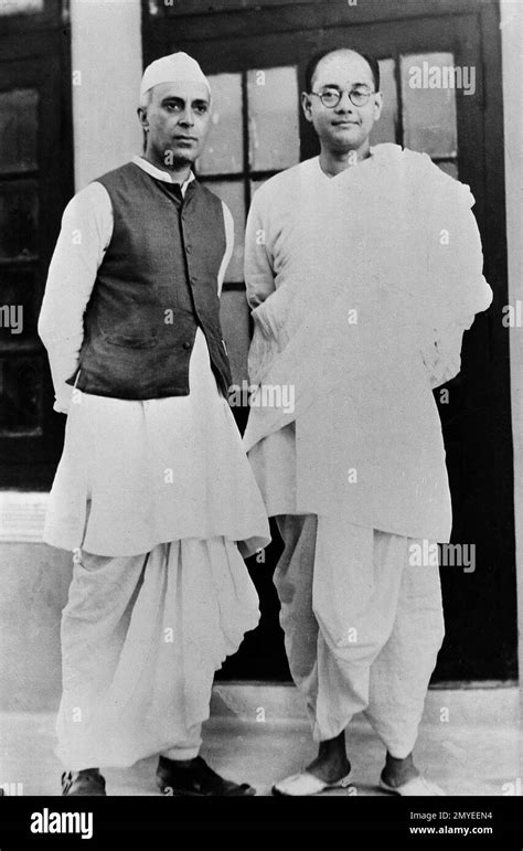 Subhas Chandra Bose Right And Pandit Jawaharlal Nehru Pose Together