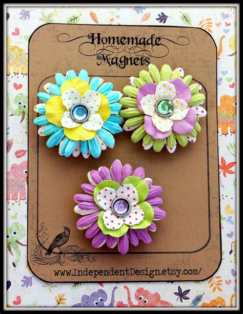 Large Paper Flower Magnets Set Of 3 Etsy Flower Magnets Paper