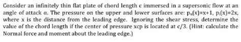 Solved Consider An Infinitely Thin Flat Plate Of Chord Chegg