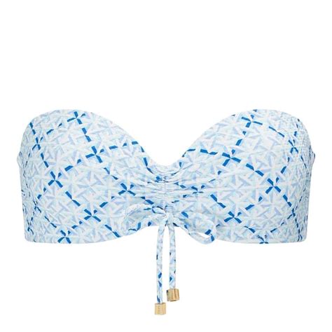 Blue Multi Grand Cayman Ruched Bandeau Bikini Brandalley