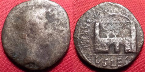 Augustus Ar Silver Denarius Struck Under Publius Carisius City Walls Of Augusta Emerita