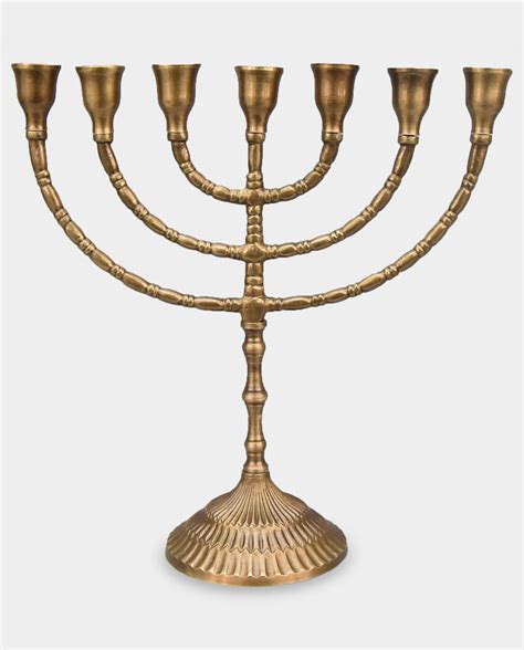 Large Seven Armed Candlestick Traditional Judaic Menorah Golden