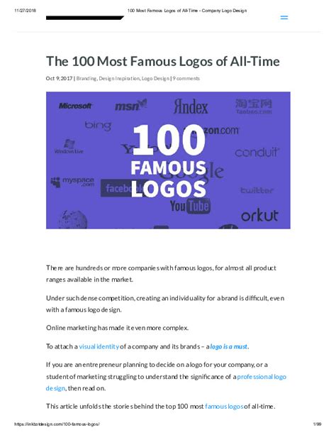 Most Famous Logos Of All Time Company Logo Design Pdf Pdfcoffee