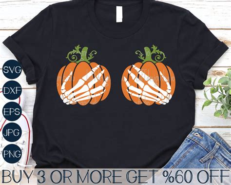 Pumpkin Boobs Svg Skeleton Hands Svg Funny Skeleton Boob Etsy The