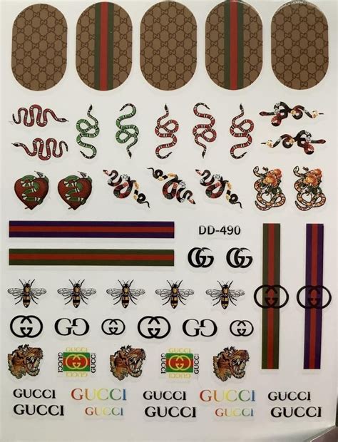 Gucci Nail Art Sticker 1 Sheets Acrylic Nails Luxury Design Etsy