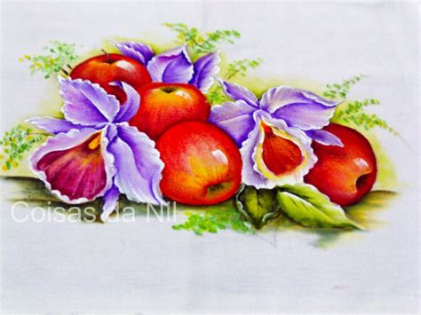 Coisas Da Nil Pintura Em Tecido Flores Frutas