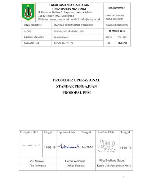 PDF PROSEDUR OPERASIONAL STANDAR PENGAJUAN Fikes Unas Ac Id Wp