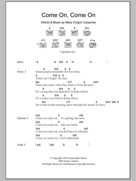 Come On Come On by Mary Chapin Carpenter - Guitar Chords/Lyrics - Guitar Instructor