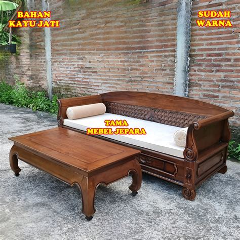 Set Bangku Bale Bale Dan Meja Asli Kayu Jati Sofa Kursi Bale Bale Jati