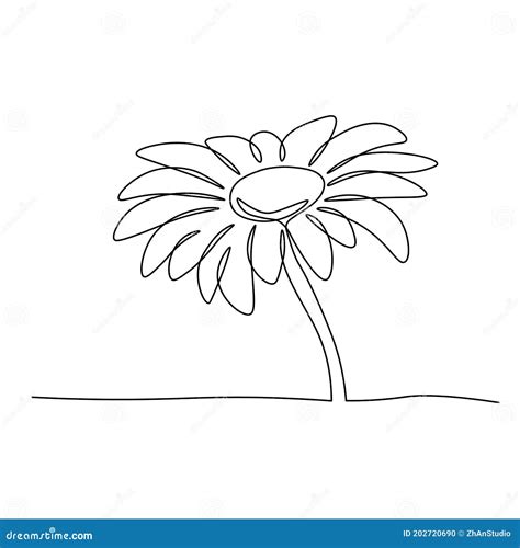 Dibujo De Una L Nea De Camomila Flor De L Nea Continua Ilustraci N De