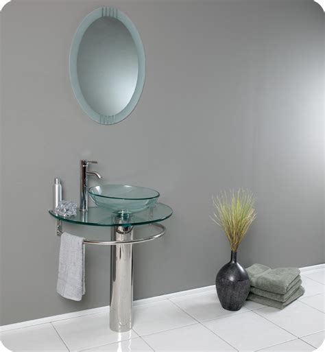 30 Modern Glass Bathroom Vanity With Faucet And Cabinet Option