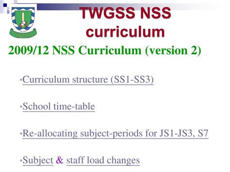 Ppt Twgss Nss Curriculum Powerpoint Presentation Free Download Id