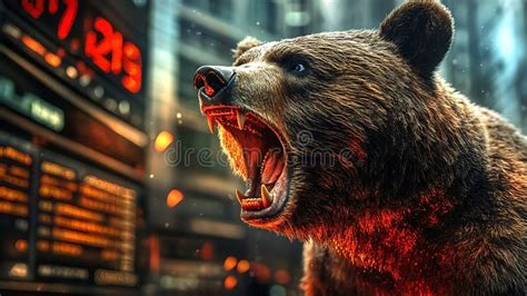 Market Bear Roaring At Stock Market Performance Market Collapse