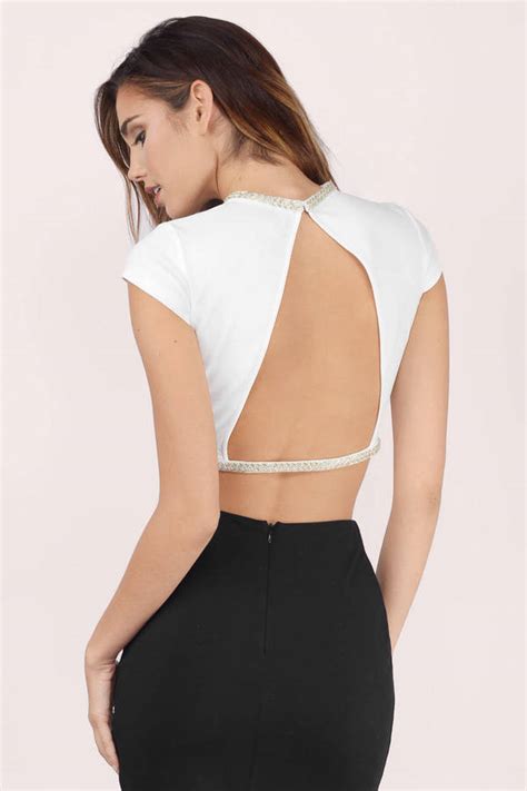 Cheap Ivory Crop Top White Top Backless Top Ivory Crop Top