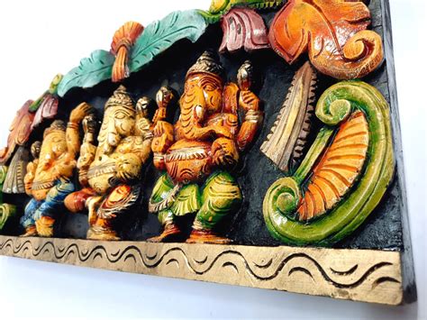 Wooden Ganesha Wall Panel | Buy Wooden Sculpture | JLine Arts