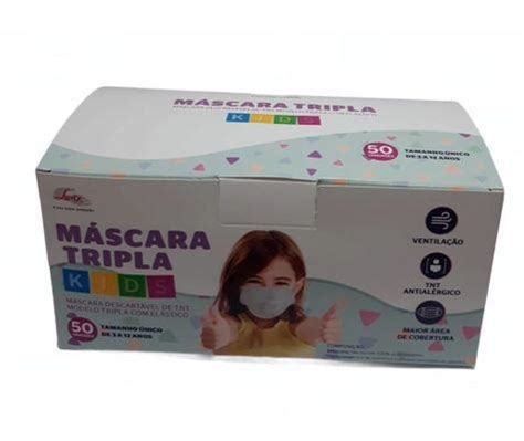 Mascara Tripla Cirurgica Infantil Azul c Elastico cx 50 luvix Máscara