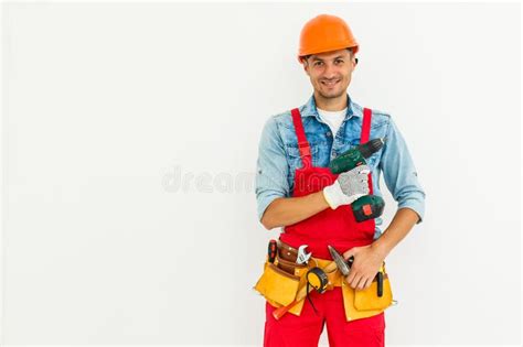 Construction Workers On A White Background Stock Photo Image Of