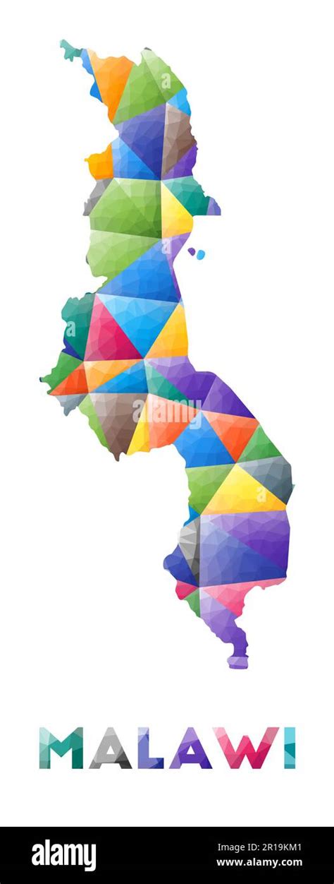 Malawi Colorful Low Poly Country Shape Multicolor Geometric