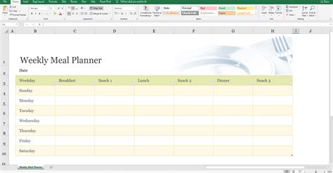 Weekly Meal Plan Excel Template