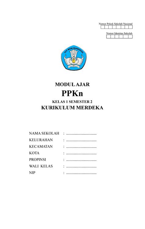 02 Modul Ajar PPKn Kelas 1 Semester 2 Gurusekali Nomor Pokok