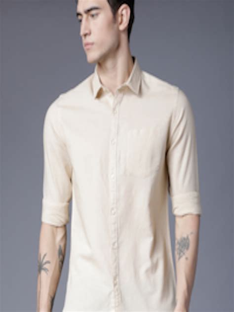 Buy Black Coffee Men Beige Slim Fit Solid Casual Shirt Shirts For Men