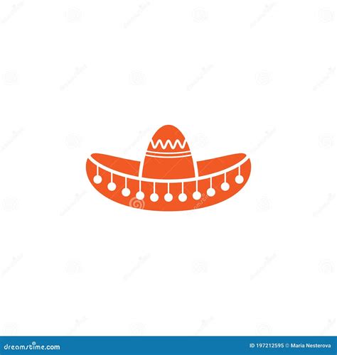 Sombrero Mexican Hat Red Icon Flat Logo Isolated On White Stock